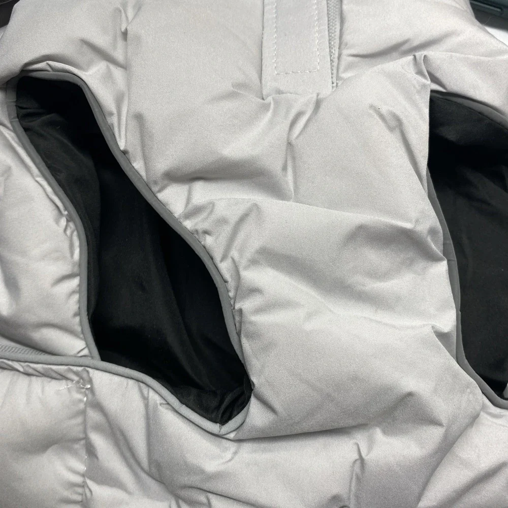 Silver Paw Dog Coat LARGE Light Gray Puffer Jacket Vest Quilted Insulated Warm